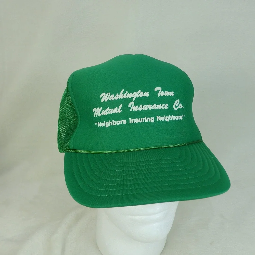 Vintage San Sun Mesh Trucker Hat Green Washington Town Mutual Snapback Mesh Cap - Picture 6 of 10
